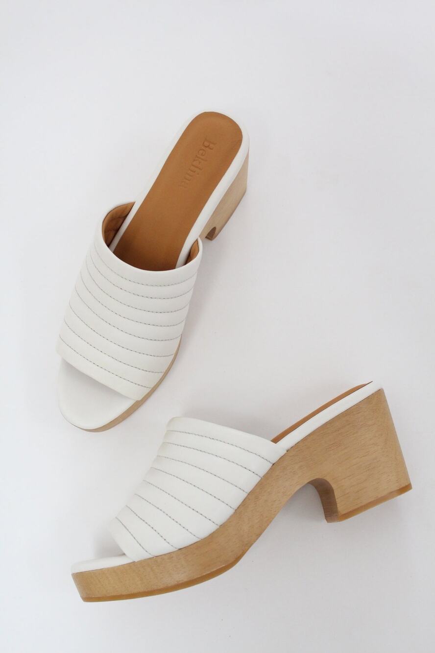 Beklina Ribbed Open Toe Clog in Off White US 10